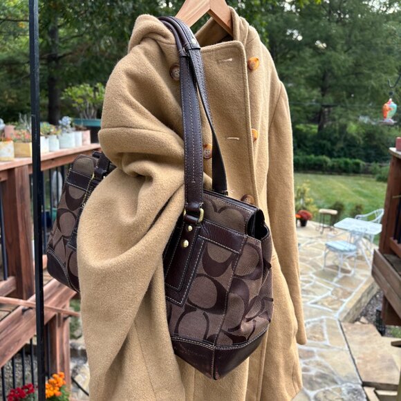 Coach Brown Hamton Signature Shoulder Bag # 11072 - Picture 7 of 14